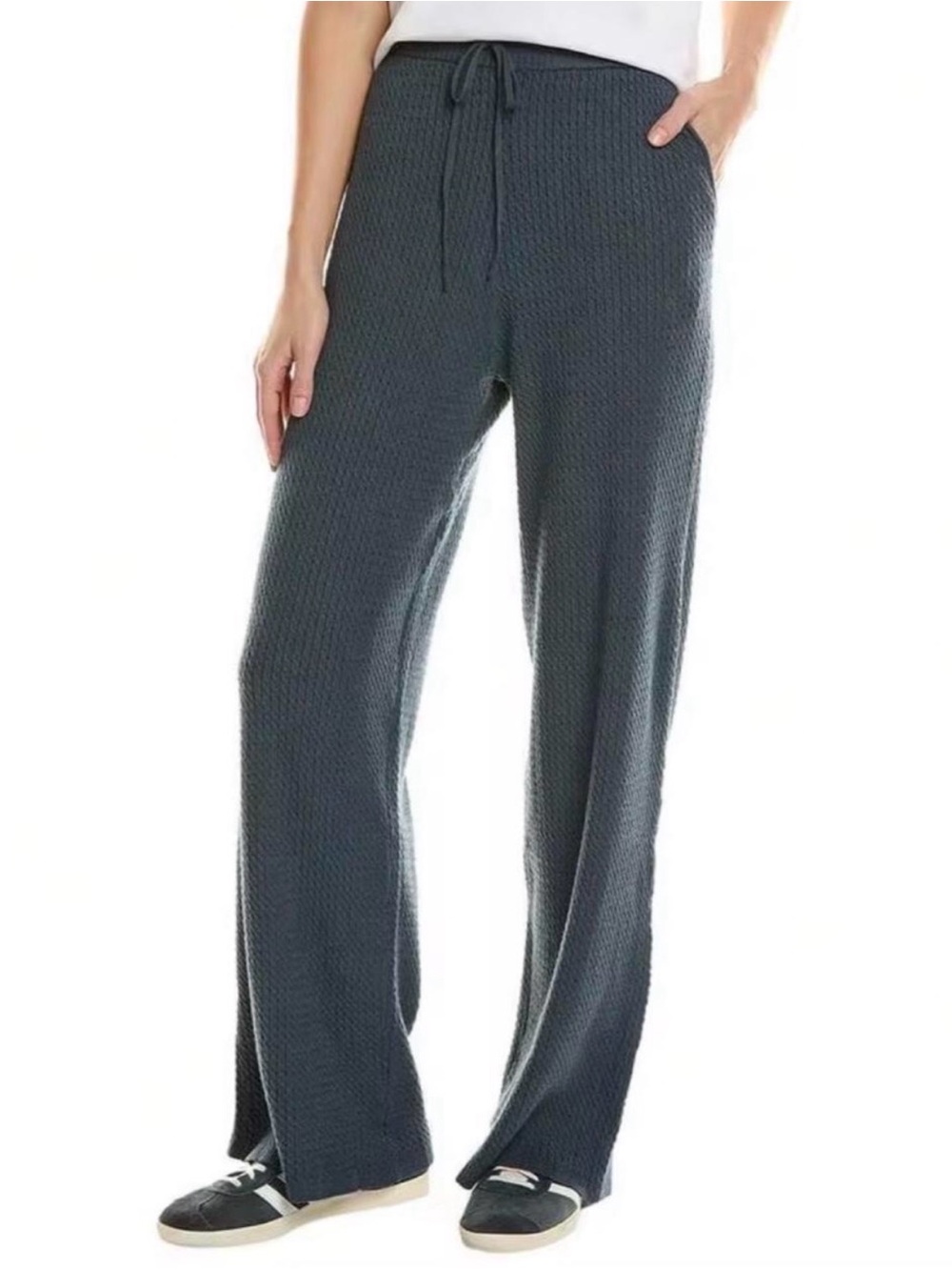 WeWoreWhat Charcoal Knit Straight-Leg Drawstring Pants